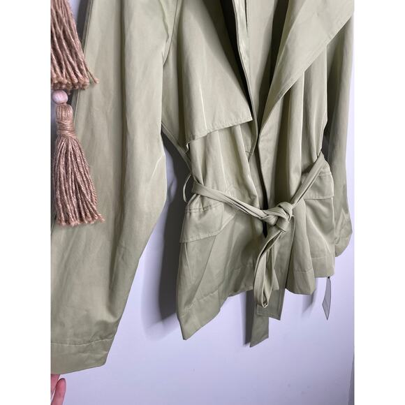 Bagatelle Trench Coat Size Large Green Sage Wrap Jacket - Picture 3 of 10